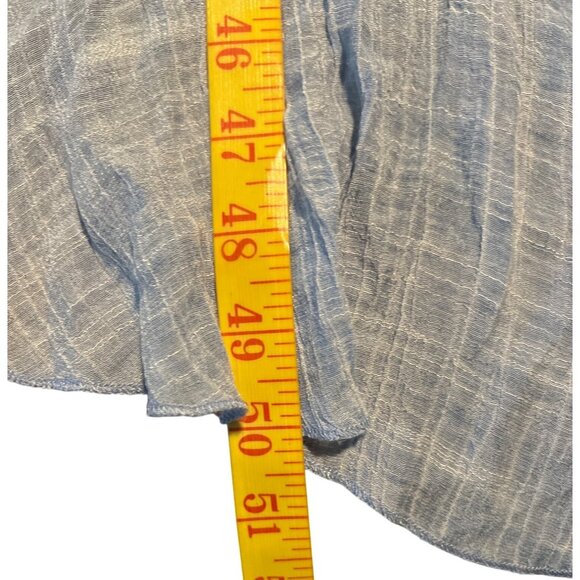 Eye Of The Needle Blue Button-Front Midi Dress With Ruffled Hem & Elastic Neckli - Picture 7 of 7